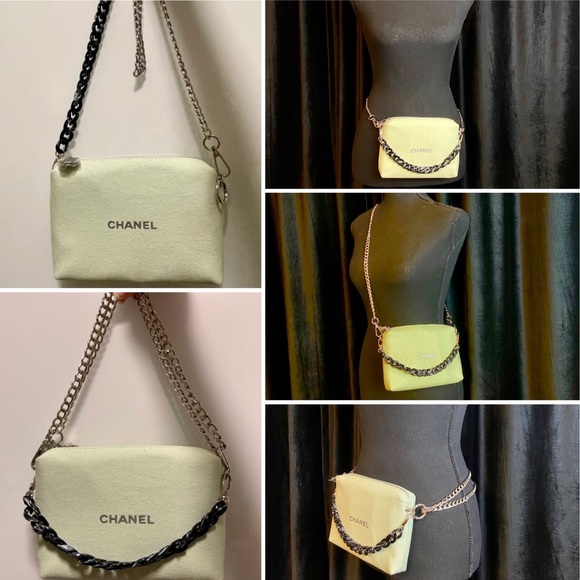CHANEL seafoam green beauty line cosmetic pouch crossbody or bumbag tote - Picture 15 of 16